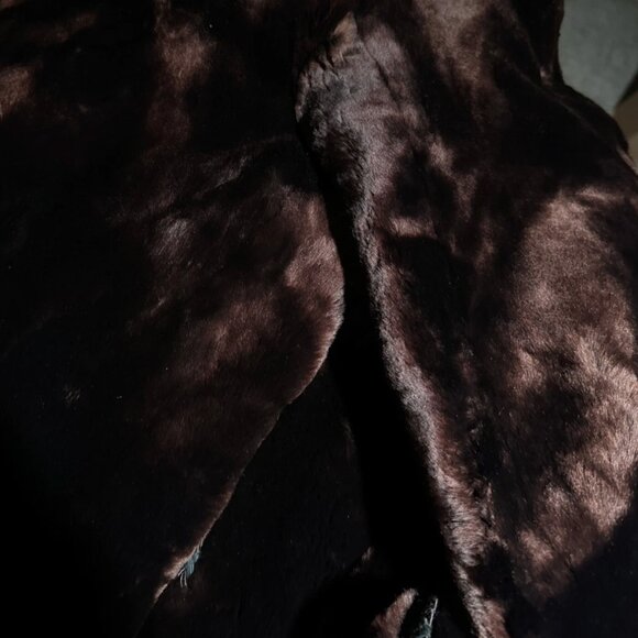 Vintage Genuine Fur Coat Long Mink Winter Soft Luxury Pockets Buttons Red Brown - Picture 12 of 13